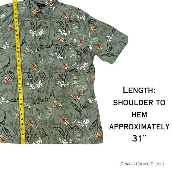 Croft & Barrow Green and Orange Casual Button Down Tropical Shirt, Size XL - Picture 4 of 8